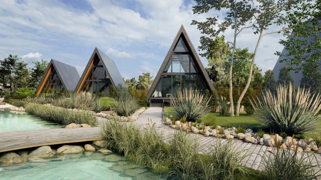 Cabaña tipo A moderna diseñada por arquitecto en Algarrobo.