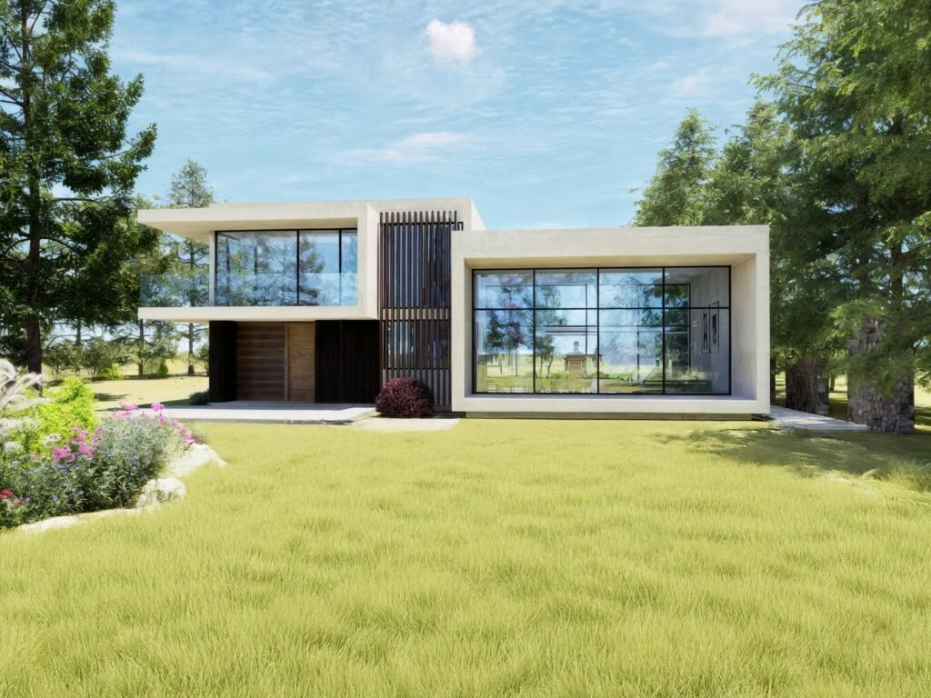 Diseño arquitecto casa moderna blanca en Pirque 2 pisos