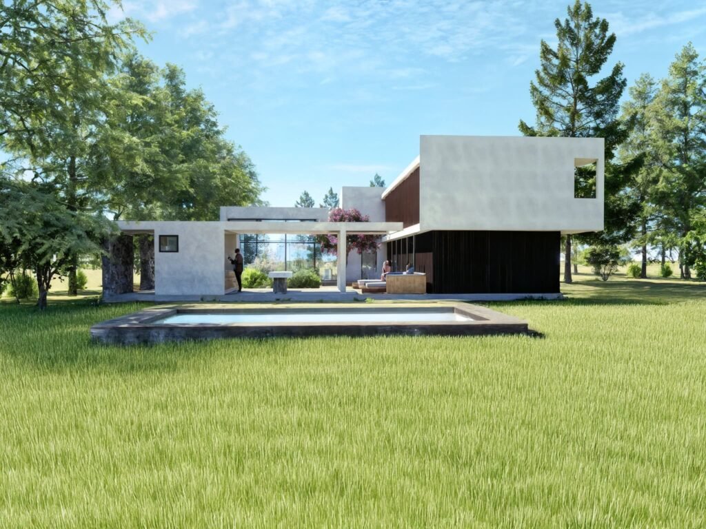 Casa moderna de 2 pisos y vista piscina