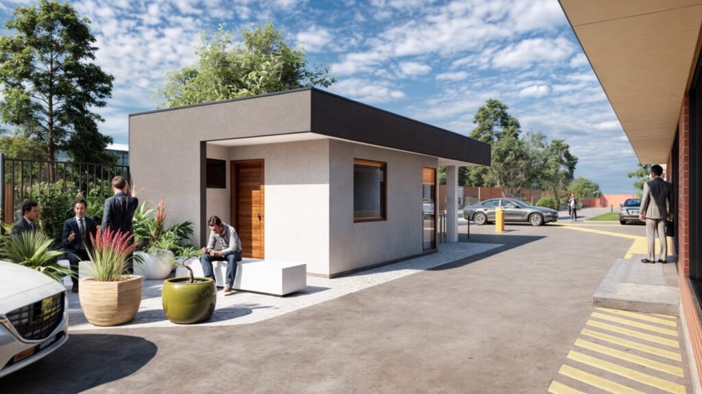 Vista posterior caseta acceso solida