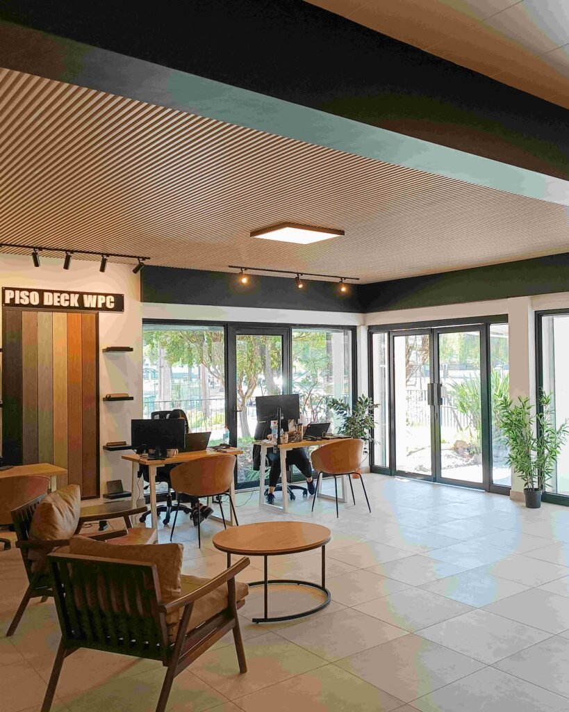 Sala de ventas showroom materiales revestimientos