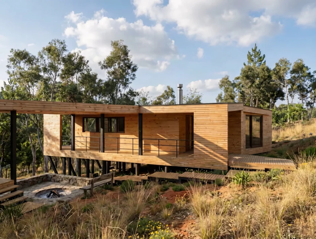 Corredor exterior de casa en Algarrobo conectado con el paisaje y vegetación