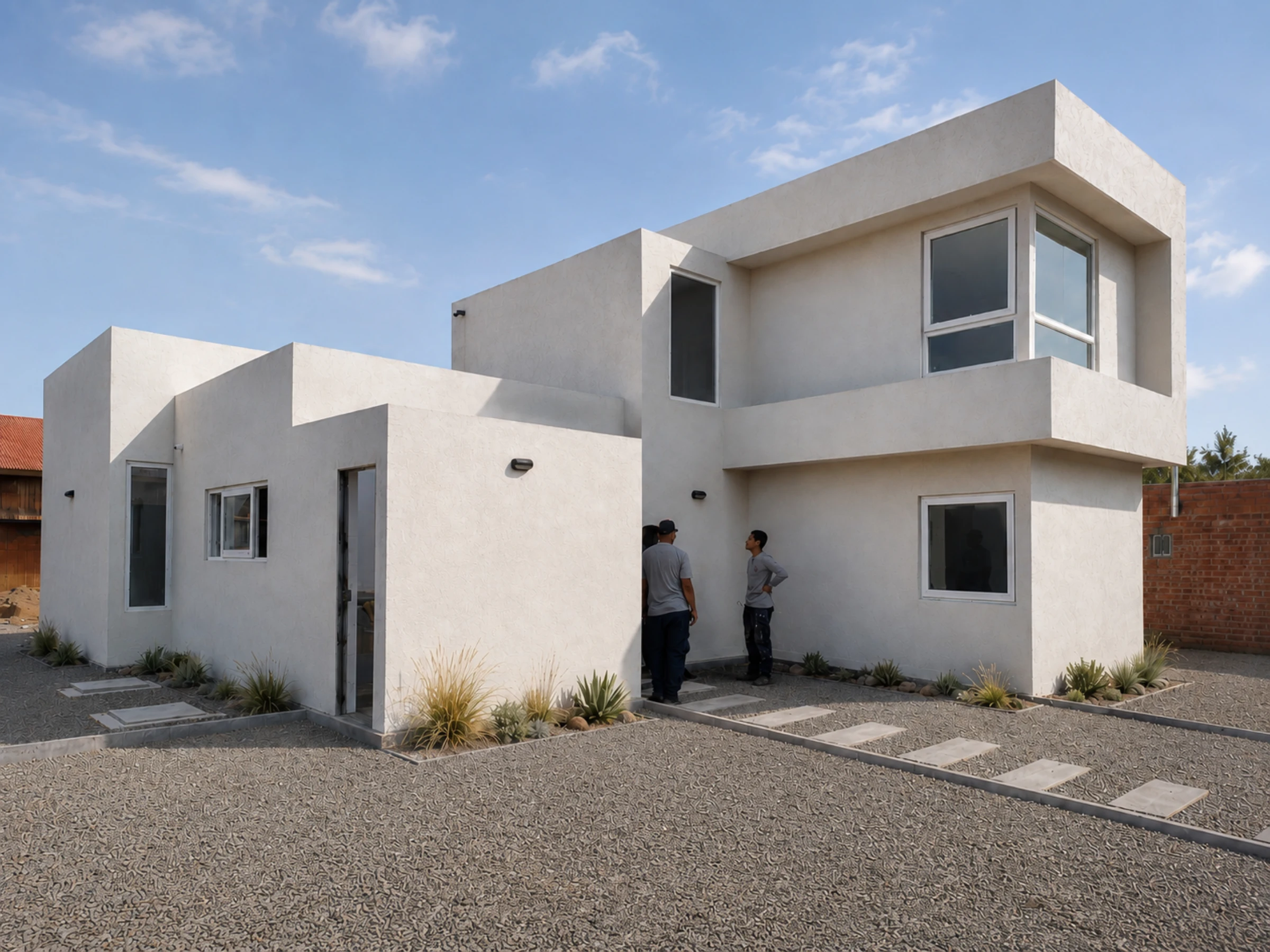 Casa moderna blanca de 2 pisos